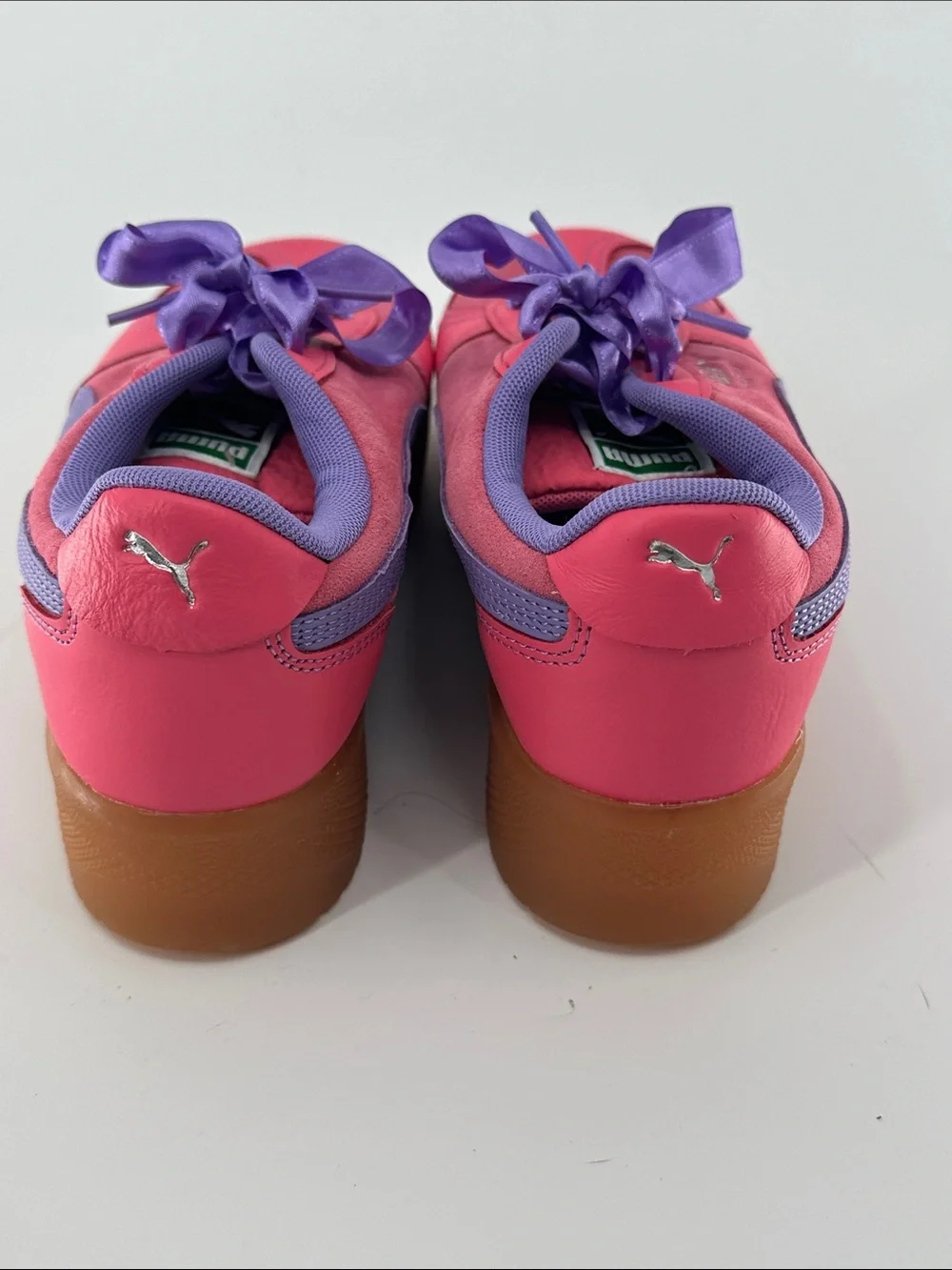 Puma Pink and Purple Ribbon-Lace Sneakers
